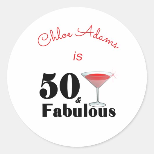50 & Fabulous Birthday Bash op persoonlijke titel Ronde Sticker (Voorkant)
