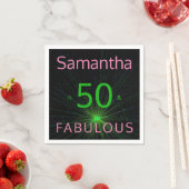 50 & Fabulous Birthday Black Green Pink Servet (Insitu)