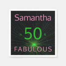 50 & Fabulous Birthday Black Green Pink