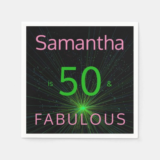 50 & Fabulous Birthday Black Green Pink Servet (Voorkant)