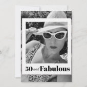 50 Fabulous Birthday Black White Photo Lijst Kaart (Voorkant)