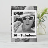 50 Fabulous Birthday Black White Photo Lijst Kaart (Staand voorkant)