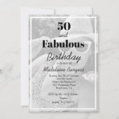 50 Fabulous Birthday Black White Photo Lijst Kaart (Achterkant)