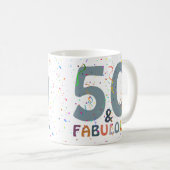 50 & Fabulous Birthday Blue Cute Modern Typografie Koffiemok (Voorkant rechts)