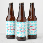 50 & Fabulous Birthday Blue Starfish Pattern Cute Bier Etiket (Flessen)