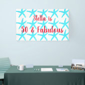 50 & Fabulous Birthday Blue Starfish Pattern Cute Spandoek (Beurs)