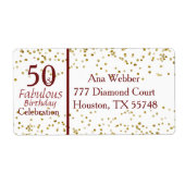 50 & Fabulous Birthday Burgundy & Gold Etiket (Voorkant)