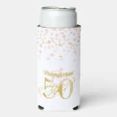 50 & Fabulous Birthday Elegant Pink Gold Confetti Seltzer Blikjeskoeler (Seltzer Voorkant)