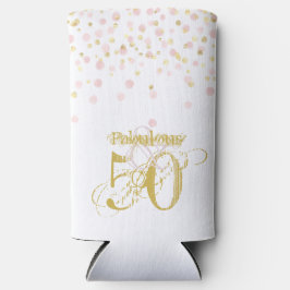 50 & Fabulous Birthday Elegant Pink Gold Confetti Seltzer Blikjeskoeler