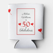 50 & Fabulous Birthday Foto 50th Party Red Hearts Blikjeskoeler (Voorkant)