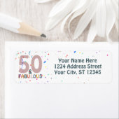 50 & Fabulous Birthday Fun Pink Trendy Typografie Etiket (Insitu)