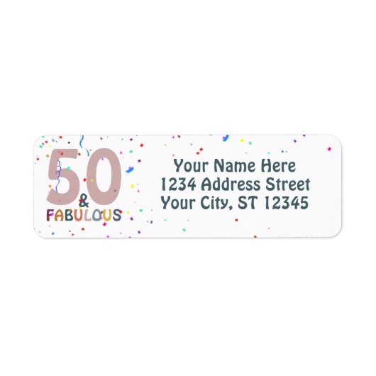 50 & Fabulous Birthday Fun Pink Trendy Typografie Etiket (Voorkant)