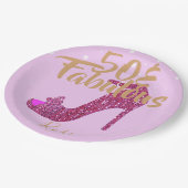 50 &Fabulous Birthday Girly Sparkly Pink Gold-teks Papieren Bordje (Gekanteld)