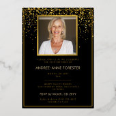 50 Fabulous Birthday Glitter Foto Zwart en Goud Folie Uitnodiging (Achterkant)