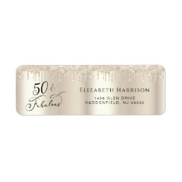 50 Fabulous Birthday Glitter Gold Etiket