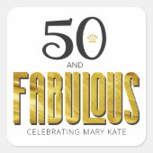 50 Fabulous Birthday Gold Metallic Sticker (Voorkant)