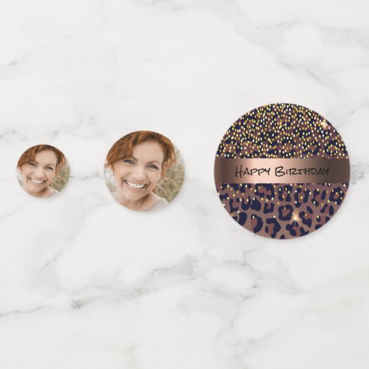 50 & Fabulous Birthday leopard patroonbeglazing Confetti (Achterkanten)