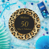 50 Fabulous Birthday Leopard Print Papieren Bordje (Feest)