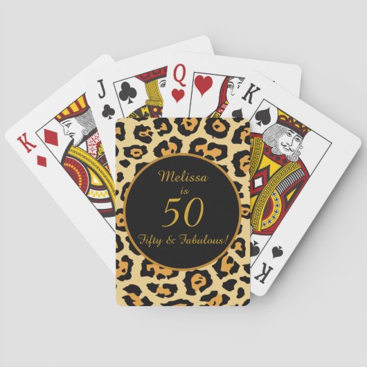50 Fabulous Birthday Leopard Print  Pokerkaarten (Achterkant)