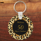 50 & Fabulous Birthday Leopard Print Sleutelhanger (Voorkant)