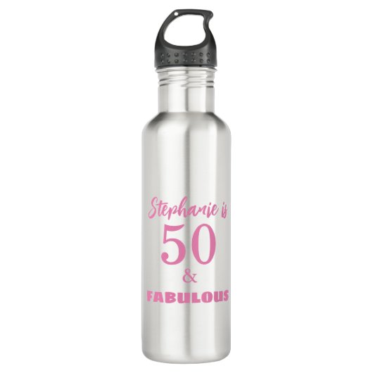 50 Fabulous Birthday Name Monogram Gift Favor 2025 Waterfles (Voorkant)