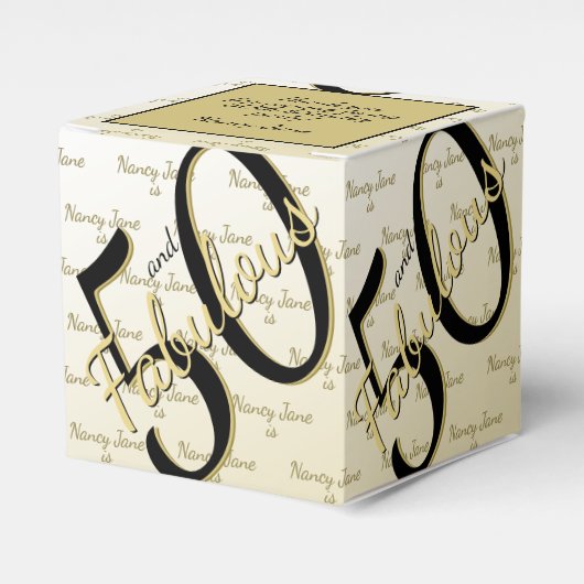 50- & Fabulous Birthday Party Black/Gold-boodschap Bedankdoosjes (Voorkant Zijde)