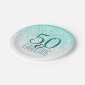 50 & Fabulous Birthday Party | Elegant 50e Blauwgr Papieren Bordje (Gekanteld)
