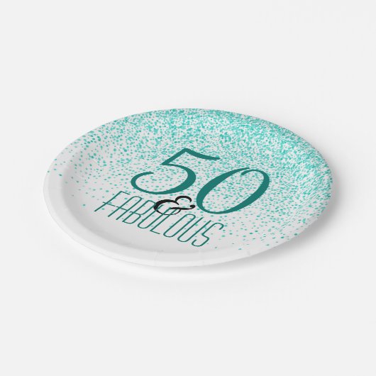 50 & Fabulous Birthday Party | Elegant 50e Blauwgr Papieren Bordje (Gekanteld)