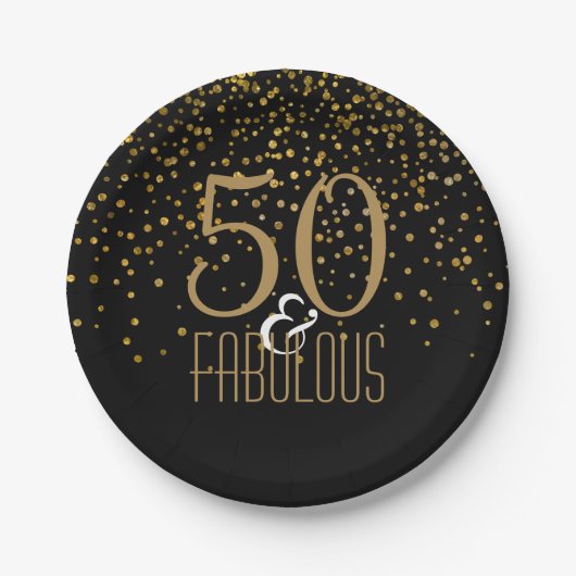 50 & Fabulous Birthday Party | Elegant 50e goud Papieren Bordje (Voorkant)