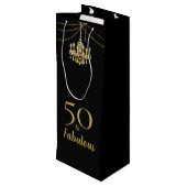 50 & Fabulous Birthday Party Golden Chandelier Wijn Cadeautas (Achterkant Gekanteld)