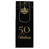 50 & Fabulous Birthday Party Golden Chandelier Wijn Cadeautas (Voorkant)