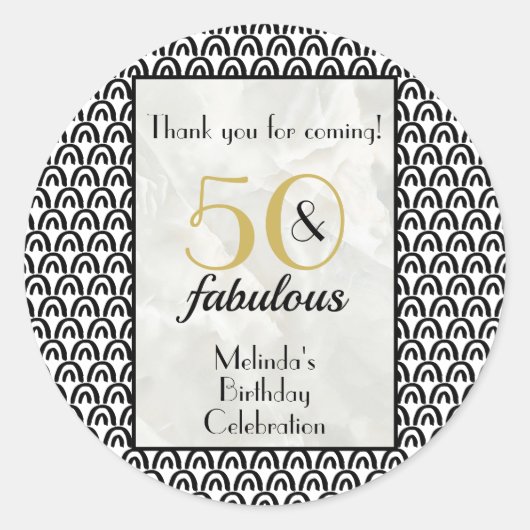 50 & Fabulous Birthday Party Hartelijk dank Ronde Sticker (Voorkant)
