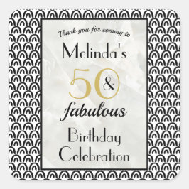 50 & Fabulous Birthday Party Hartelijk dank Vierkante Sticker