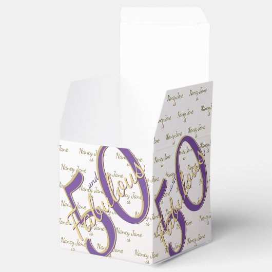 50 & Fabulous Birthday Party Paars/Gold Message Bedankdoosjes (Geopend)
