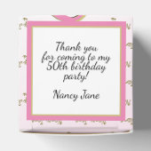 50 & Fabulous Birthday Party Pink/Gold Message Bedankdoosjes (Bovenkant)
