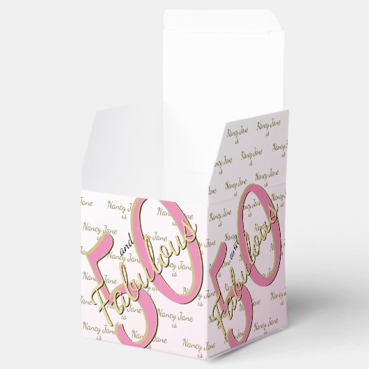 50 & Fabulous Birthday Party Pink/Gold Message Bedankdoosjes (Geopend)