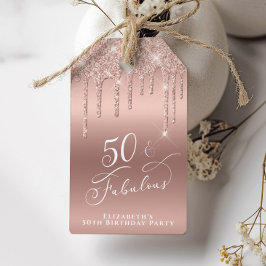 50 Fabulous Birthday Party Roos Gold Glitter Cadeaulabel