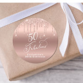 50 Fabulous Birthday Party Roos Gold Glitter Ronde Sticker