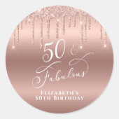 50 Fabulous Birthday Party Roos Gold Glitter Ronde Sticker (Voorkant)