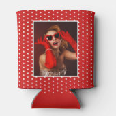 50 & Fabulous Birthday Photo Party Red & White Dot Blikjeskoeler (Achterkant)