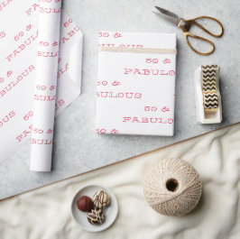 50- & Fabulous Birthday Pink Text Wrapping Paper Cadeaupapier