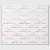 50- & Fabulous Birthday Pink Text Wrapping Paper Cadeaupapier (Vlak)