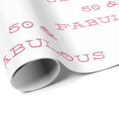50- & Fabulous Birthday Pink Text Wrapping Paper Cadeaupapier (Rol Hoek)