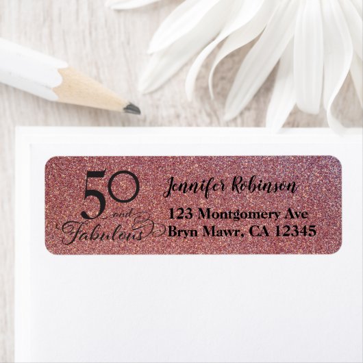 50 Fabulous Birthday Return Address Label (Insitu)