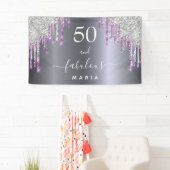 50 fabulous birthday silver purple glitter glam spandoek (Insitu)