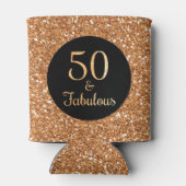 50 & Fabulous Birthday Sparkly Gold Glitter Zwart Blikjeskoeler (Achterkant)