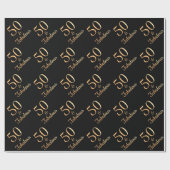 50 & Fabulous Birthday Sparkly Gold Glitter Zwart Cadeaupapier (Vlak)