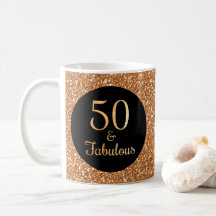 50 & Fabulous Birthday Sparkly Gold Glitter Zwart