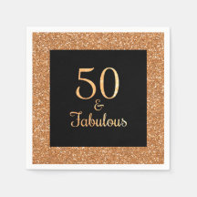 50 & Fabulous Birthday Sparkly Gold Glitter Zwart