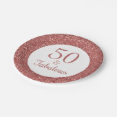 50 & Fabulous Birthday Sparkly Roos Gouden Glitter Papieren Bordje (Gekanteld)